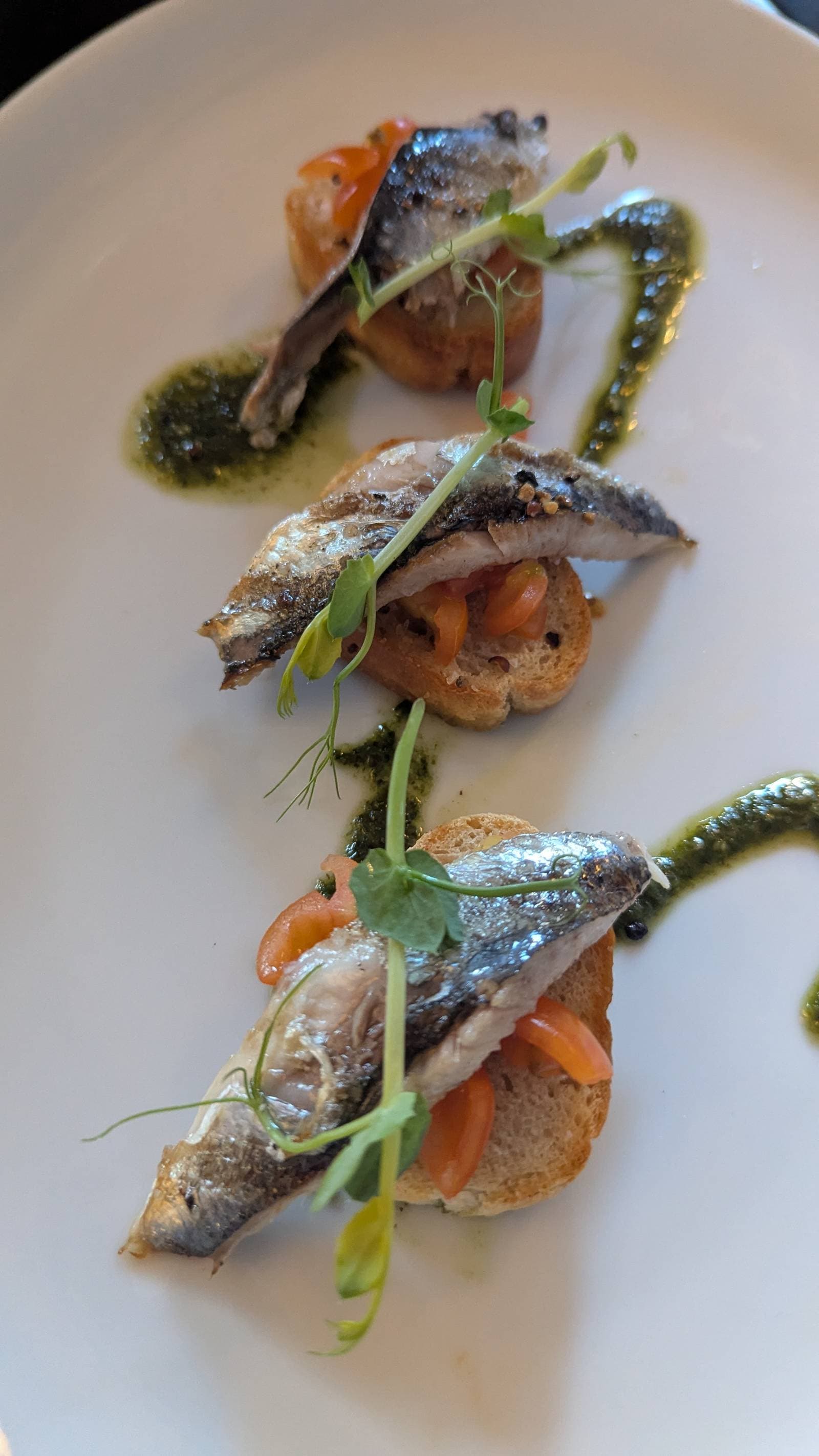 Grilled sardines on bruschetta